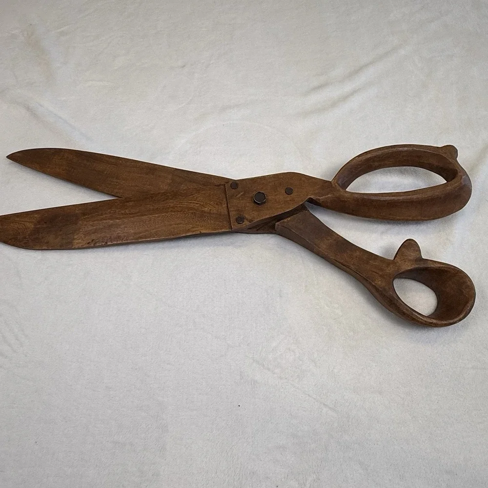 Large Hand Carved Wooden Scissors 23